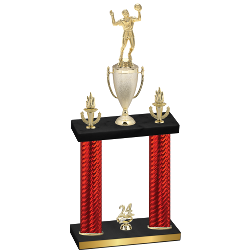Double Red Carbon Fiber Year Volleyball Trophy