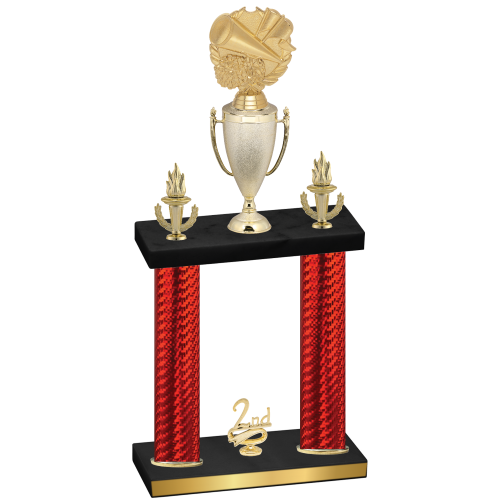 Double Red Carbon Fiber Second Place Cheerleading Trophy