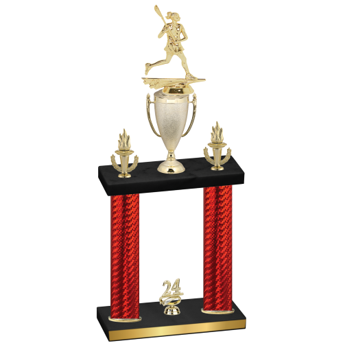 Double Red Carbon Fiber Year Lacrosse Trophy
