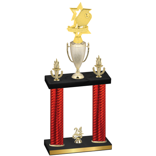 Double Red Carbon Fiber Year Pickleball Trophy