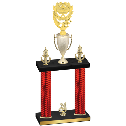 Double Red Carbon Fiber Year Pickleball Trophy