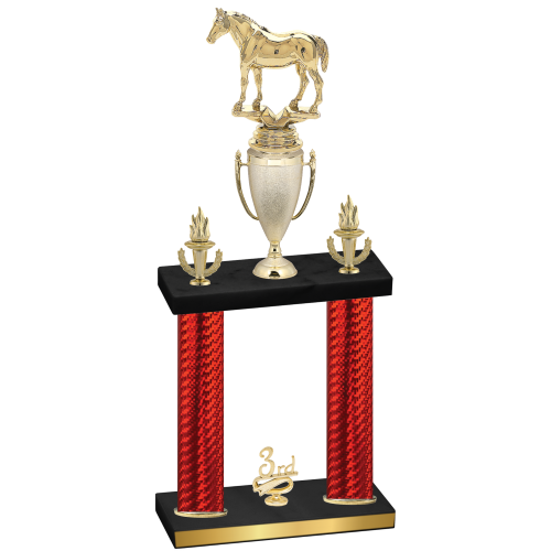 Double Red Carbon Fiber Third Place Horses Trophy