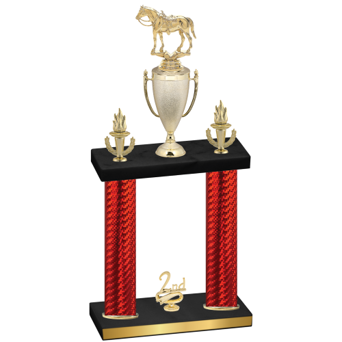 Double Red Carbon Fiber Second Place Horses Trophy