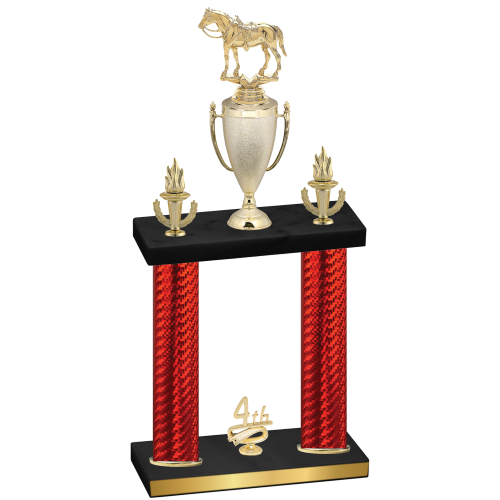 Double Red Carbon Fiber Fourth Place Horses Trophy