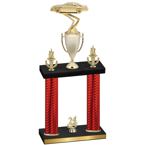 Double Red Carbon Fiber Year Cars Trophy