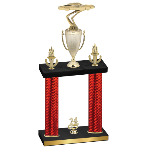 Double Red Carbon Fiber Year Cars Trophy