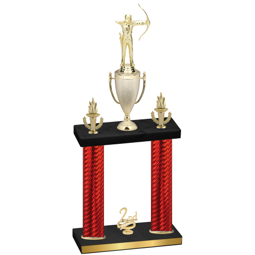 Double Red Carbon Fiber Second Place Archery Trophy