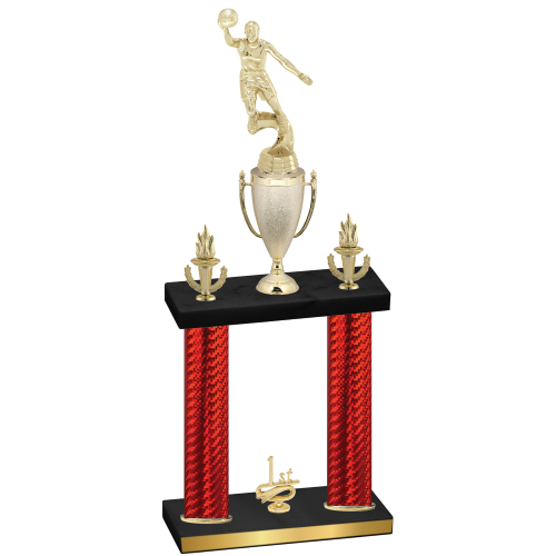 Double Red Carbon Fiber First Place Basketball Trophy