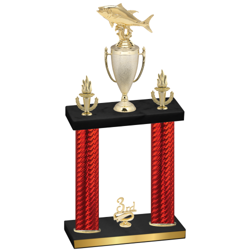 Double Red Carbon Fiber Third Place Fishing Trophy