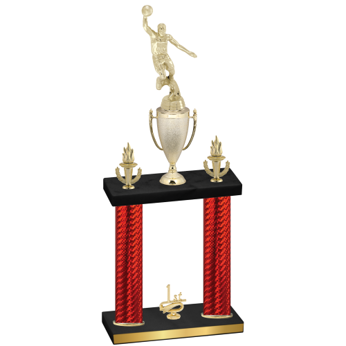 Double Red Carbon Fiber First Place Basketball Trophy