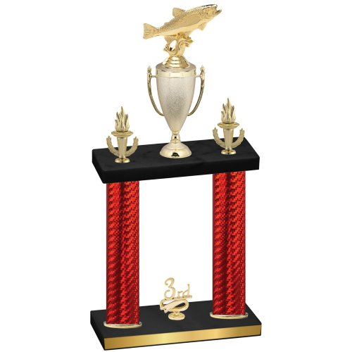Double Red Carbon Fiber Third Place Fishing Trophy