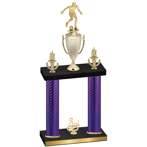 Double Purple Carbon Fiber Third Place Soccer Trophy