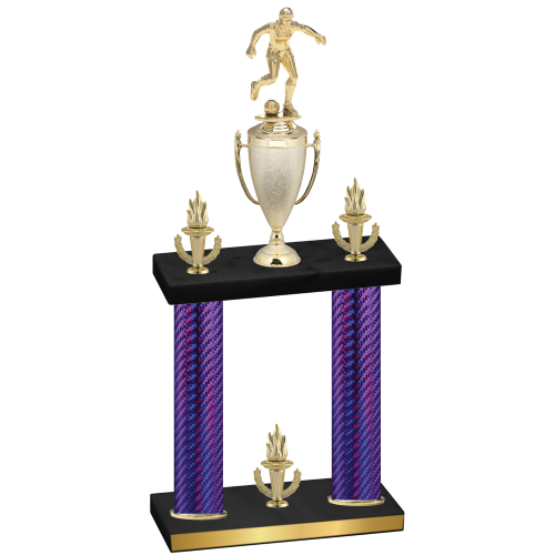 Double Purple Carbon Fiber Victory Soccer Trophy