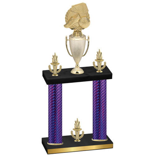 Double Purple Carbon Fiber Victory Soccer Trophy
