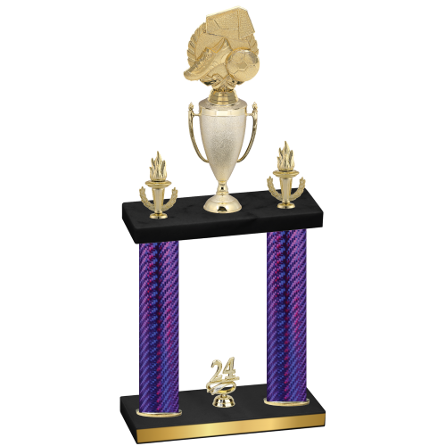 Double Purple Carbon Fiber Year Soccer Trophy