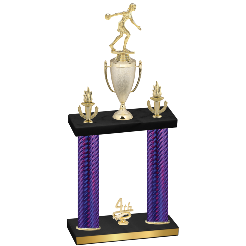 Double Purple Carbon Fiber Fourth Place Bowling Trophy