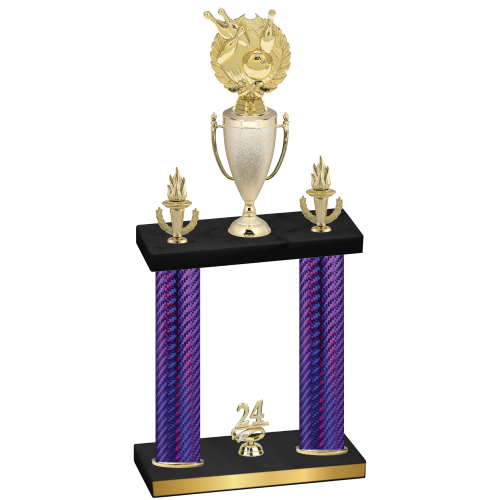 Double Purple Carbon Fiber Year Bowling Trophy