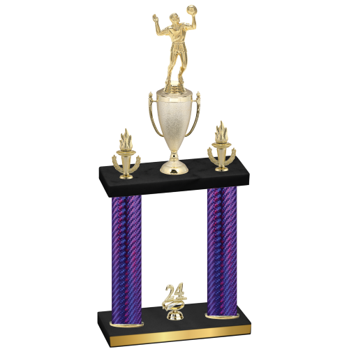 Double Purple Carbon Fiber Year Volleyball Trophy