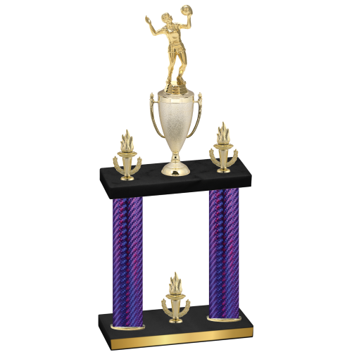 Double Purple Carbon Fiber Victory Volleyball Trophy