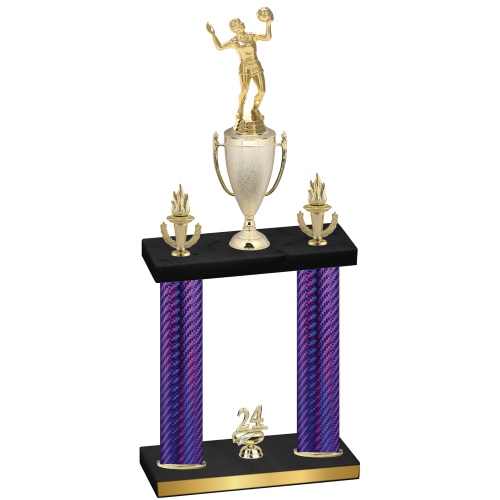 Double Purple Carbon Fiber Year Volleyball Trophy