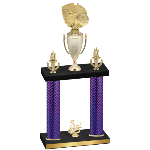 Double Purple Carbon Fiber Third Place Basketball Trophy