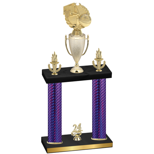 Double Purple Carbon Fiber Year Basketball Trophy