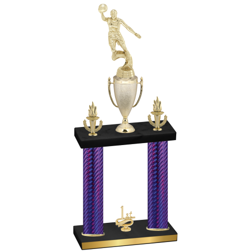 Double Purple Carbon Fiber First Place Basketball Trophy