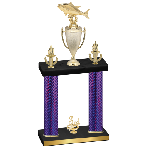 Double Purple Carbon Fiber Third Place Fishing Trophy
