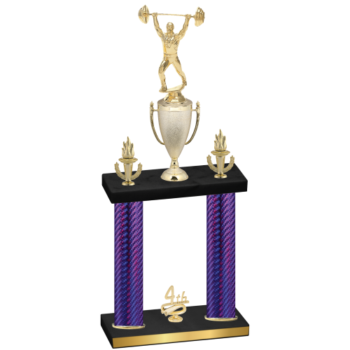 Double Purple Carbon Fiber Fourth Place Weights Trophy
