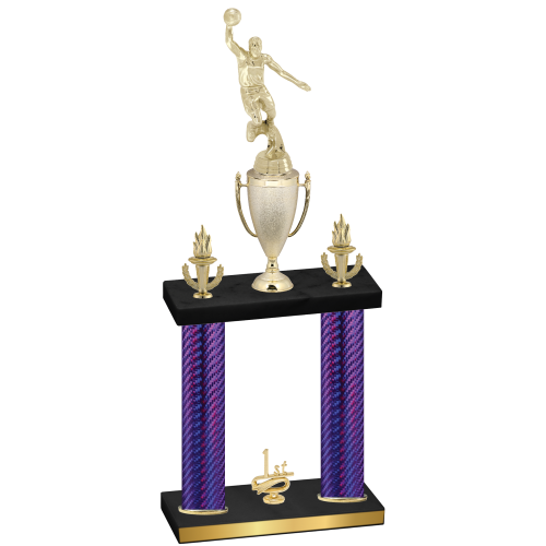 Double Purple Carbon Fiber First Place Basketball Trophy