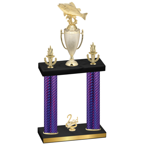 Double Purple Carbon Fiber Second Place Fishing Trophy