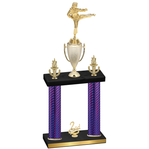 Double Purple Carbon Fiber Second Place Karate Trophy