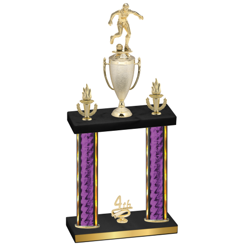 Double Purple Glacier Fourth Place Soccer Trophy