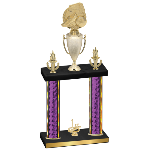 Double Purple Glacier First Place Soccer Trophy