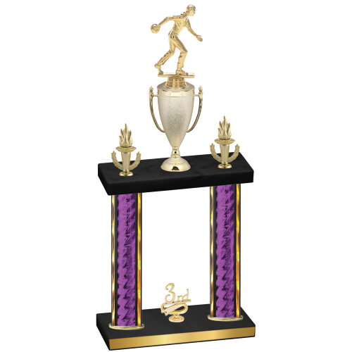 Double Purple Glacier Third Place Bowling Trophy