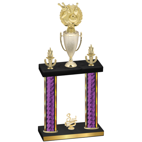 Double Purple Glacier Third Place Bowling Trophy