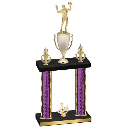 Double Purple Glacier Third Place Volleyball Trophy