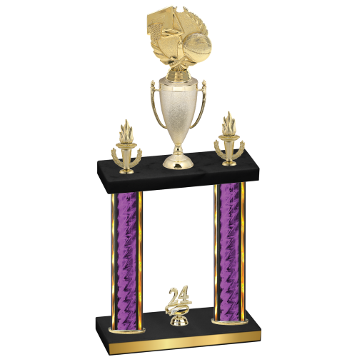 Double Purple Glacier Year Basketball Trophy