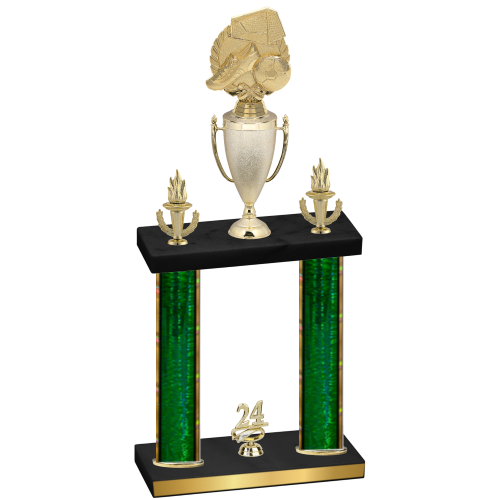 Double Green Glacier Year Soccer Trophy