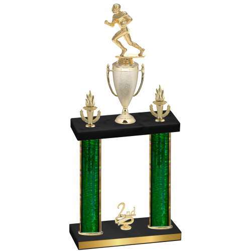 Double Green Glacier Second Place Football Trophy