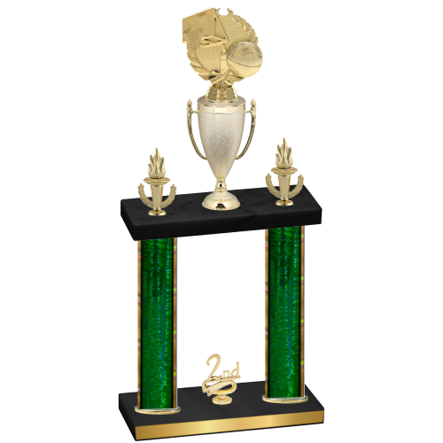 Double Green Glacier Second Place Basketball Trophy