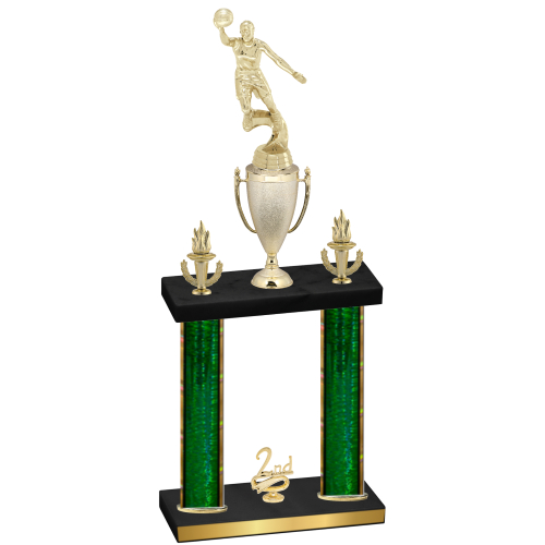 Double Green Glacier Second Place Basketball Trophy