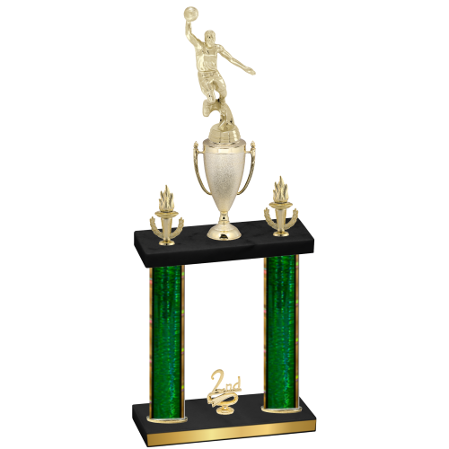 Double Green Glacier Second Place Basketball Trophy