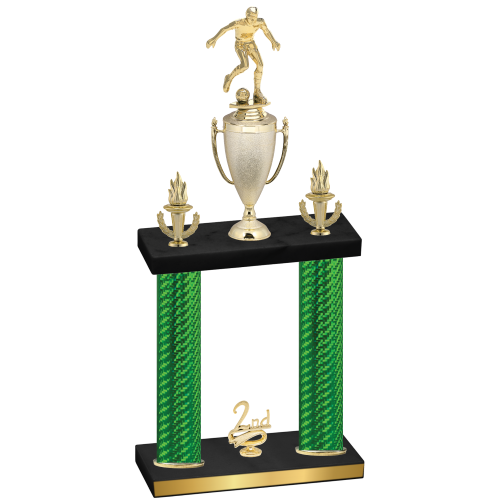 Double Green Carbon Fiber Second Place Soccer Trophy