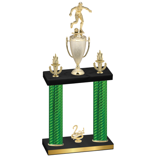 Double Green Carbon Fiber Second Place Soccer Trophy