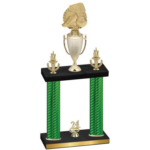 Double Green Carbon Fiber Year Soccer Trophy