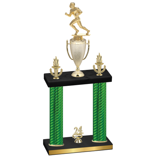 Double Green Carbon Fiber Year Football Trophy