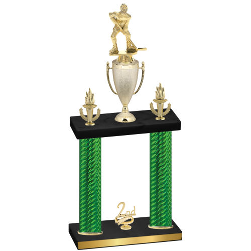 Double Green Carbon Fiber Second Place Hockey Trophy