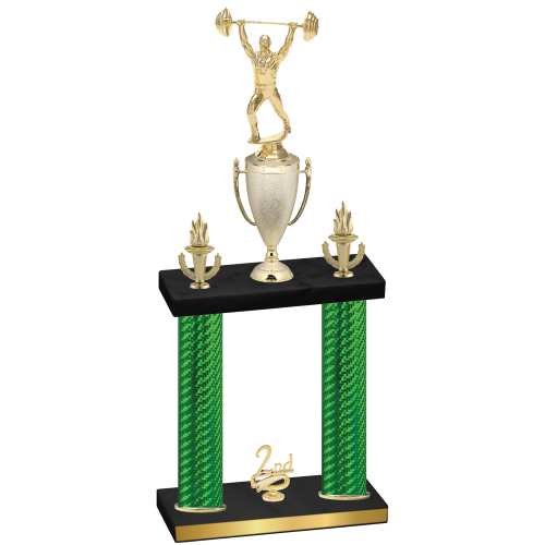 Double Green Carbon Fiber Second Place Weights Trophy