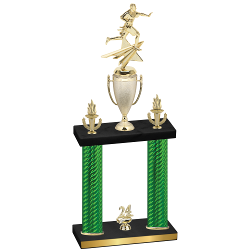 Double Green Carbon Fiber Year Flag Football Trophy